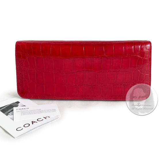 Coach Alligator Clutch Bag #8389 Italy Limited Edition Red Genuine Alligator HTF - Picture 4 of 13